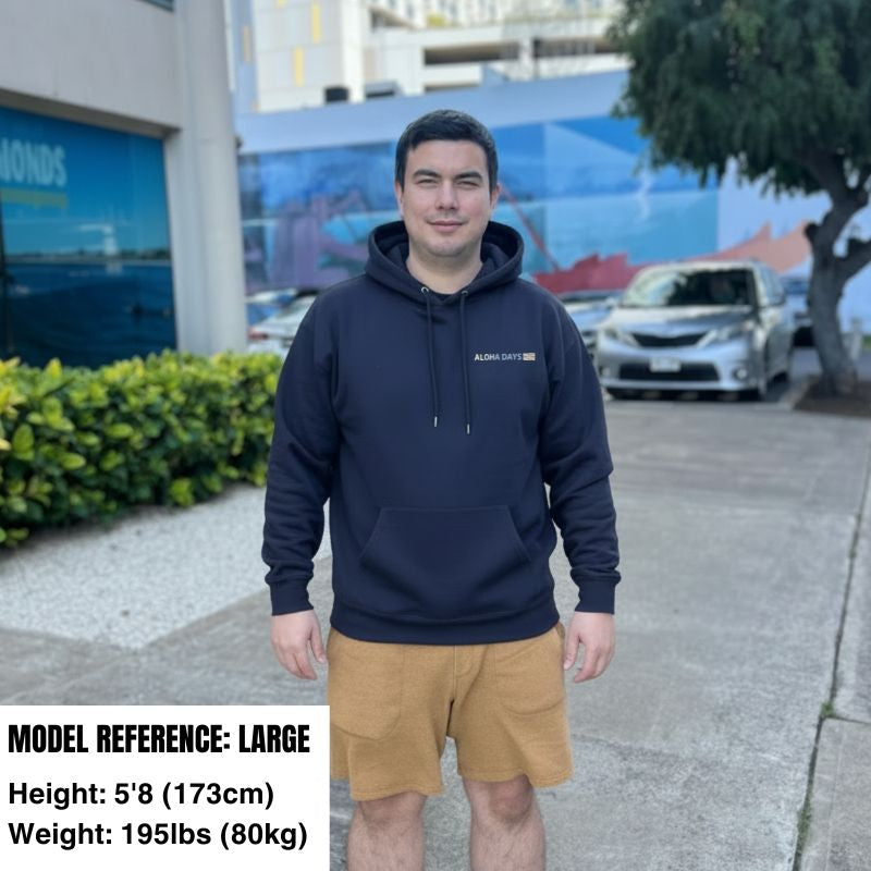 Aloha Days Hoodie Vacation Made In Hawaii (Small-XXLarge) Navy