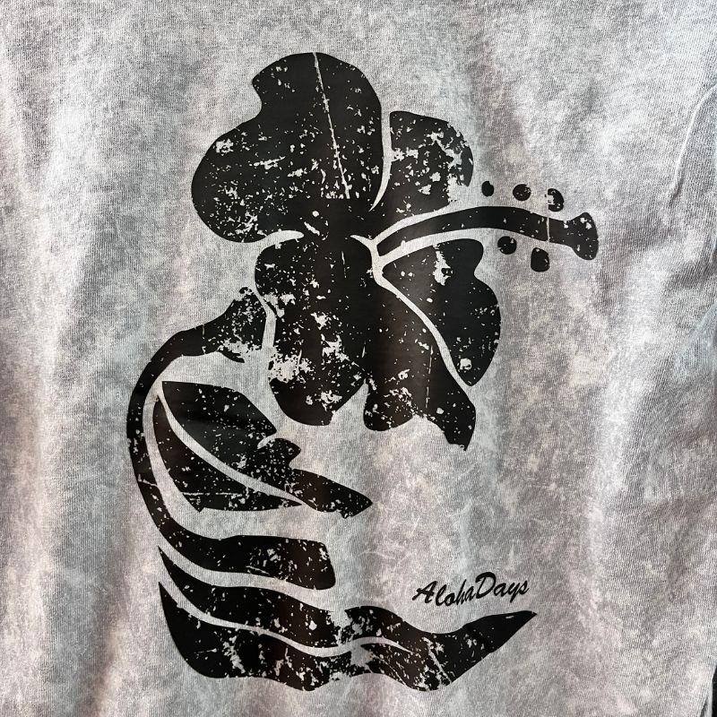 Aloha Days Long Sleeves T-Shirt HIBISCUS Made in Hawaii (Small-XLarge) Grey
