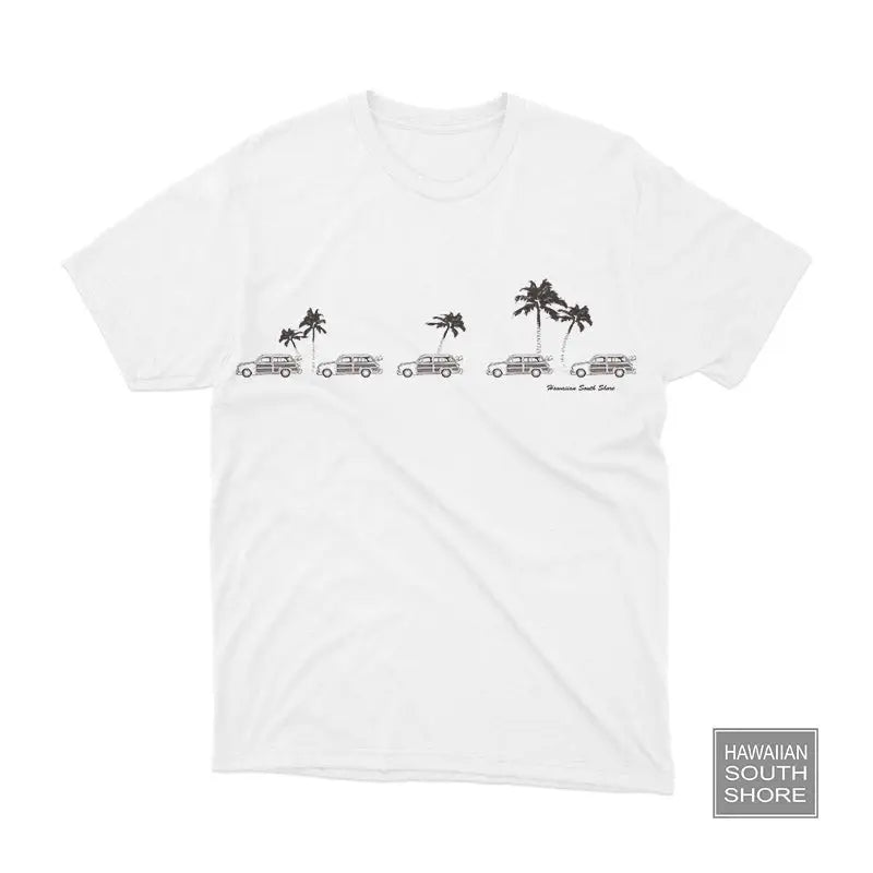 Hawaiian Original TEE Car & Palm Short Sleeve White-CLOTHING/BAG-HawaiianSouthShore-[SURFBORDS HAWAII SURF SHOP]-HawaiianSouthShore