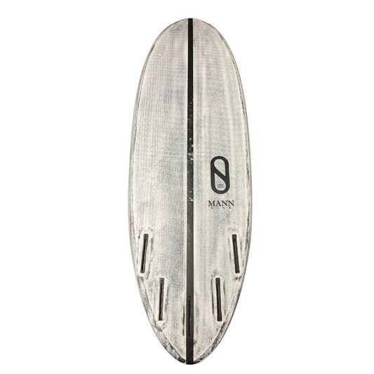 Bottom Firewire S Boss 5'4 with Grey deckpad in futures fin setup