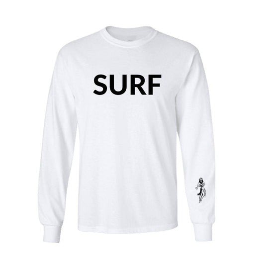 Aloha Days Long Sleeves Tee SURF IN HONOLULU LTD. Made in Hawaii (Small - XLarge) White - Must - Have for Surfers