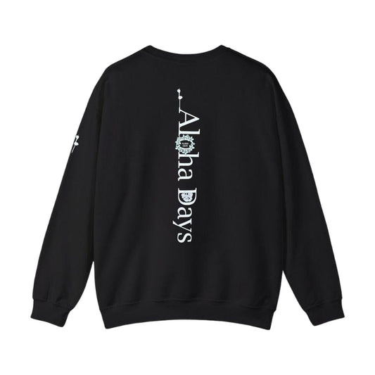 Aloha Days Box Logo 3 Sweater in Black, back, flat lay