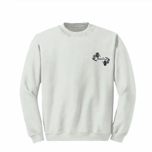 Aloha Days Sweater HIBISCUS Curated/Printed in Hawaii Small-XLarge Grey - CLOTHING