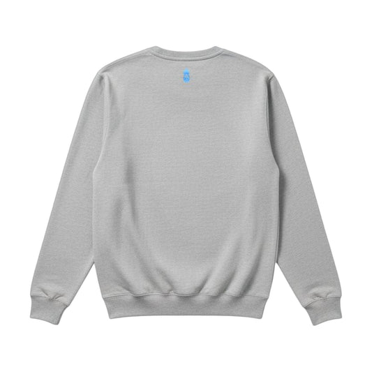 Aloha Days New HI Sweater in Grey, back, flat lay