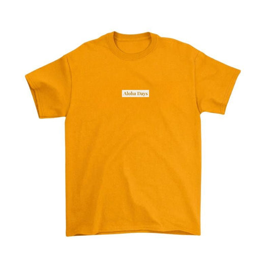 Aloha Days T-Shirt BOX ALOHA Made in Hawaii Small - XLarge Gold White - Must - Have for Surfers
