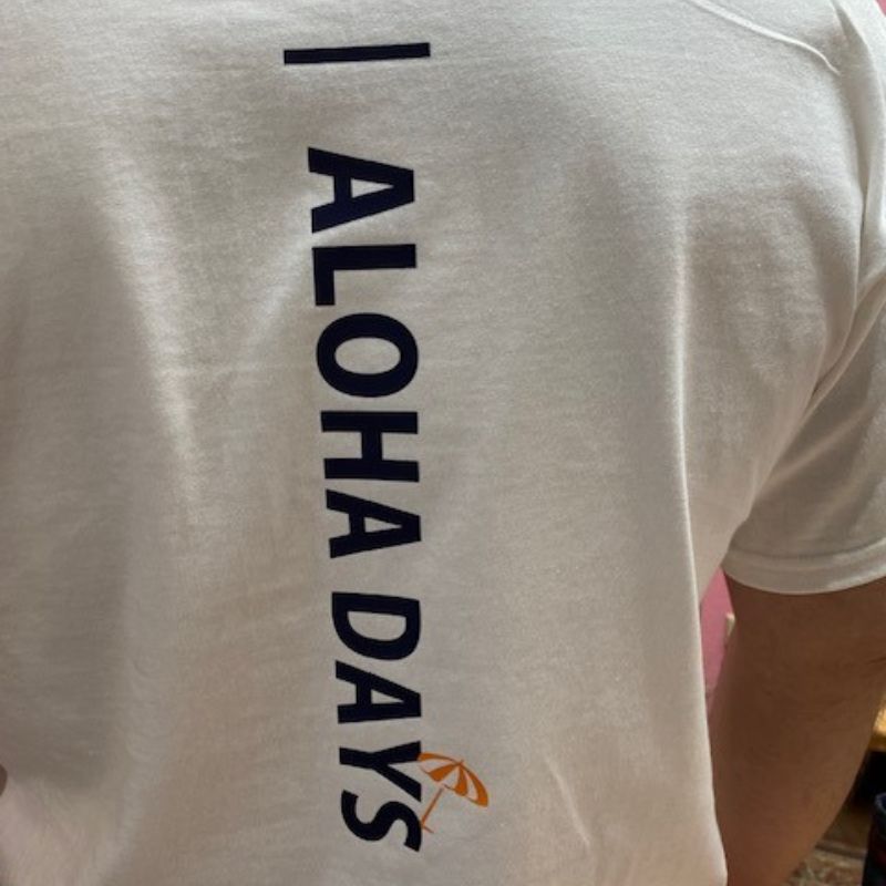 Aloha Days T-Shirt Box Logo 2 Made in Hawaii (Small - XLarge) White - Must - Have for Surfers