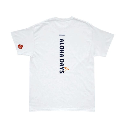 Aloha Days T-Shirt Box Logo 2 Made in Hawaii (Small - XLarge) White - Must - Have for Surfers
