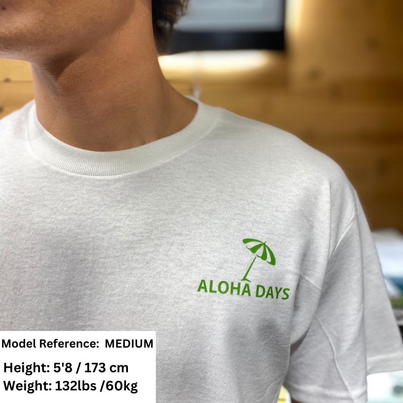 Aloha Days T-Shirt MERMAID Made in Hawaii (Small - XLarge) White - Must - Have for Surfers