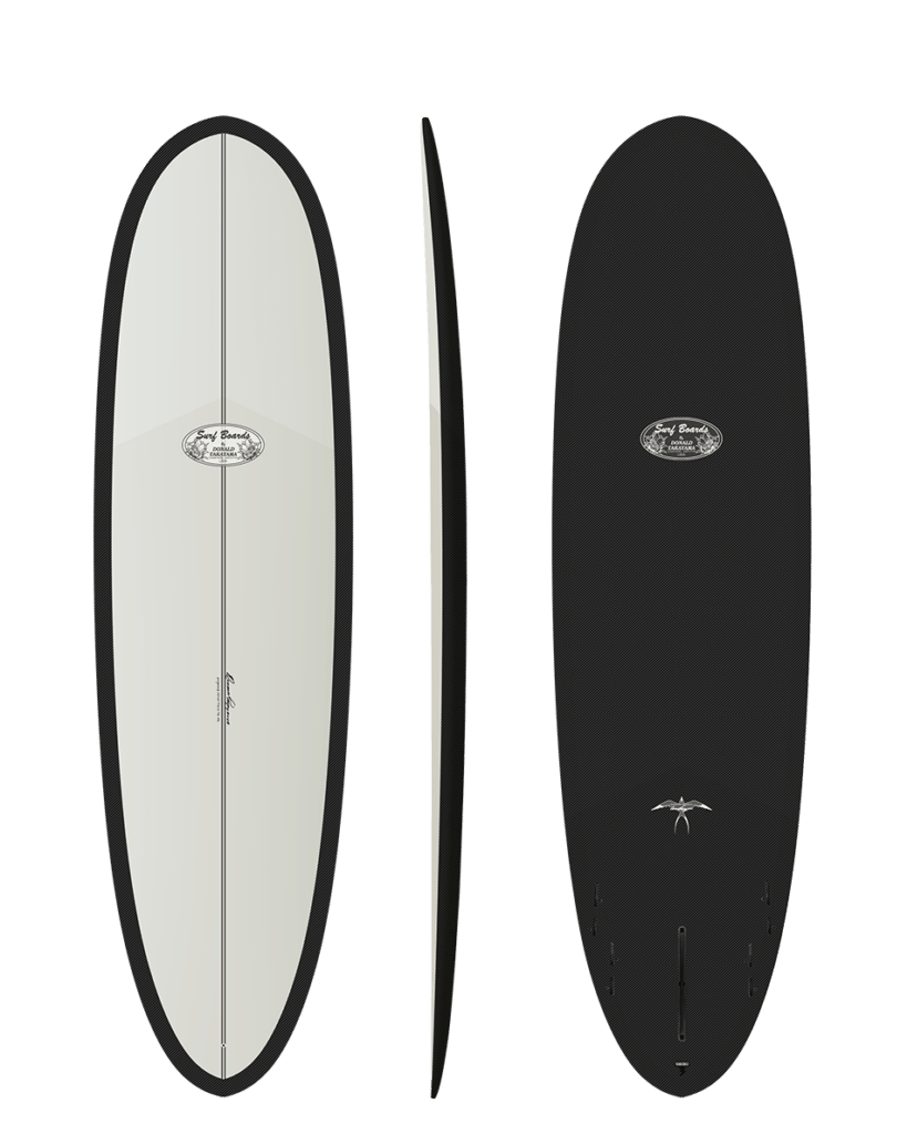 Donald Takayama Scorpion 2 Thunderbolt Black White/Carbon Bottom surfboard, deck, rail and bottom views