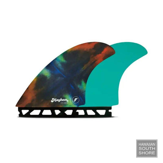 Futures QUAD Matt Biolos Mayhem Honeycomb Evil Quad Template showing front and back view of the fin
