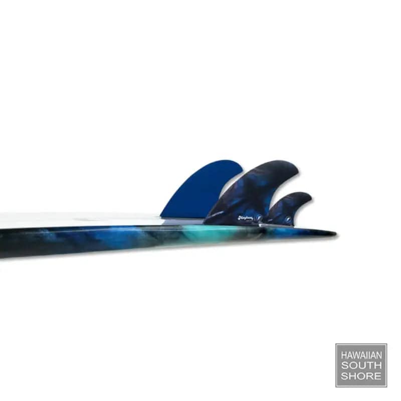 Futures TWIN+1 Mayhem Evil Honeycomb Large Hybrid Keel Blue in a surfboard