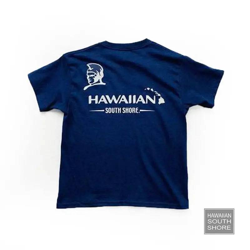 HawaiianSouthShore Kids T-Shirt KAMEHAMEHA Made in Hawaii XS-L Navy in back view - Must-Have for Surfers