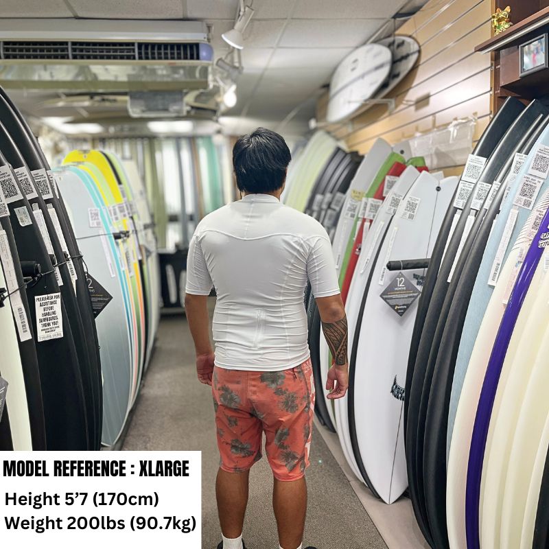 HawaiianSouthShore Rashguard Fitted (XSmall - 2XLarge) Short Sleeves White - Must - Have for Surfers