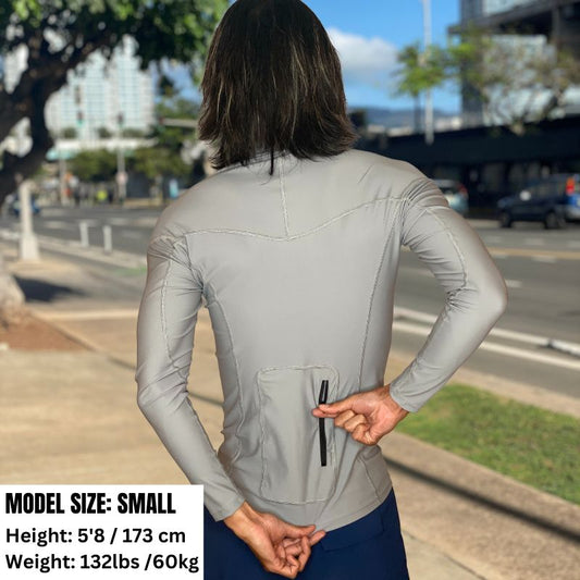 HawaiianSouthShore Rashguard With Pocket Fitted (Small - XXLarge) Longsleeves Grey - Must - Have for Surfers
