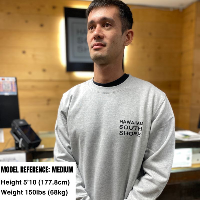 HawaiianSouthShore Sweater Crew Supply (Small - 2XLarge) Grey - Must - Have for Surfers