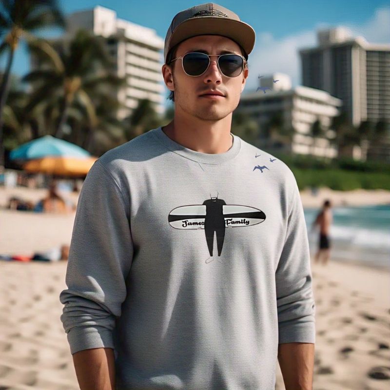HawaiianSouthShore Sweater James Surfer2 (Small - XLarge) Grey - Must - Have for Surfers