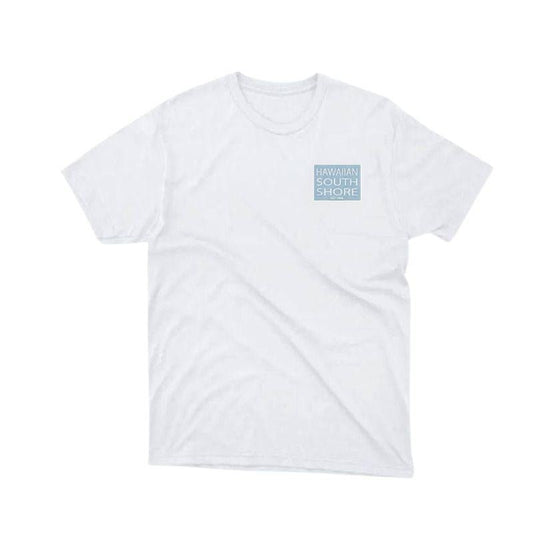 HawaiianSouthShore T-Shirt SURFPOINT 2 Made in Hawaii (Small - XXLarge) White Navy - Must - Have for Surfers