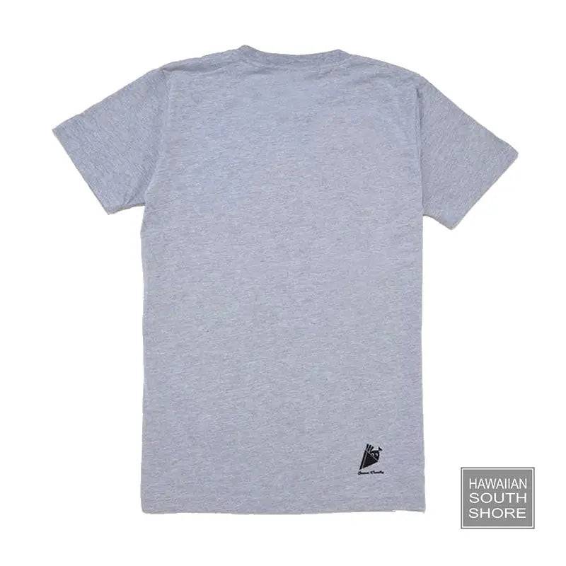 HawaiianSouthShore T-Shirt JAMES SURFER Grey Black showing back view of the t-shirt