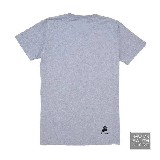 HawaiianSouthShore T-Shirt JAMES SURFER Grey Black showing back view of the t-shirt