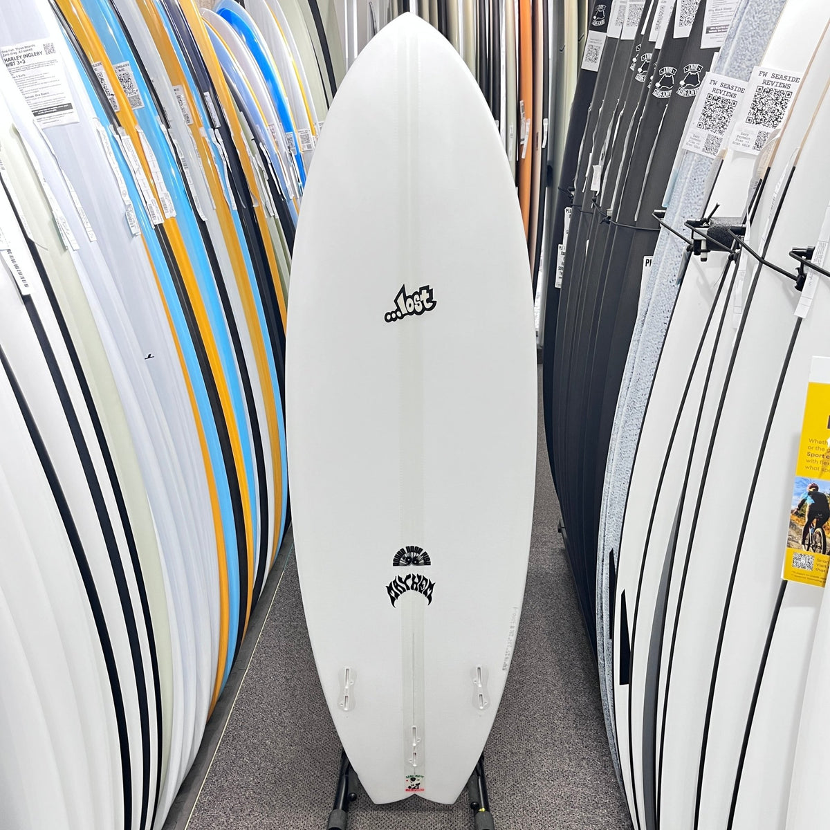 Lost RNF 96 Lightspeed II Regular 5'4 FCS II surfboard, bottom