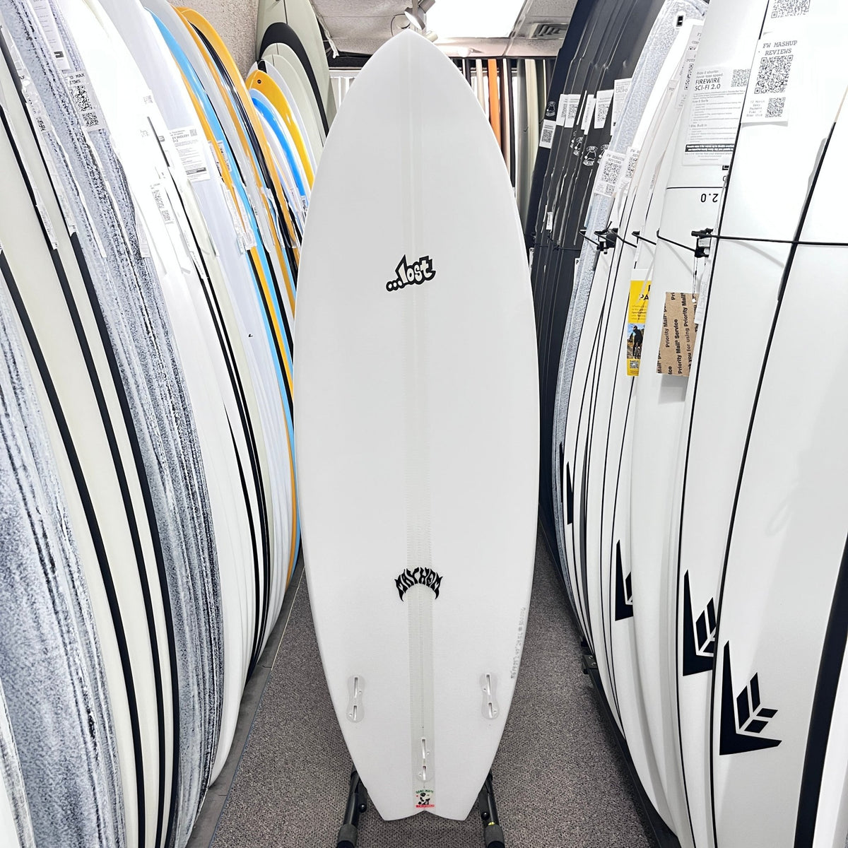 Lost RNF 96 Lightspeed II Regular 5'6 FCS II surfboard, bottom