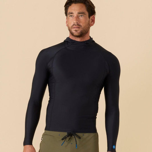 OUTERKNOWN Rashguard Apex Evolution Hooded (Small - XXLarge) Faded Pitch Black - Must - Have for Surfers