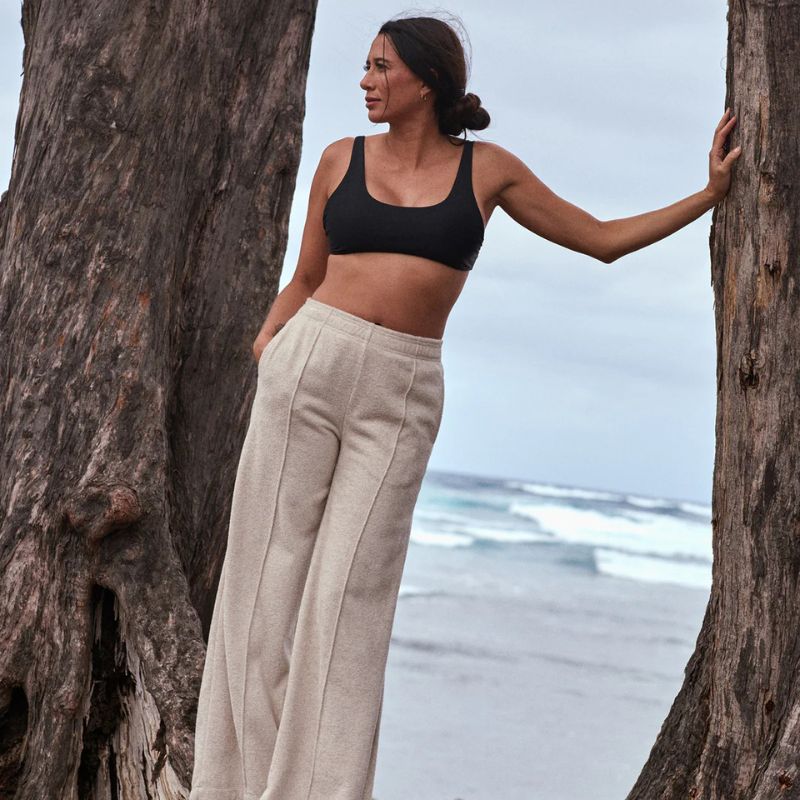 OUTERKNOWN Wide Leg Pants Women's (XSmall-Med) Oatmeal Heather - CLOTHING
