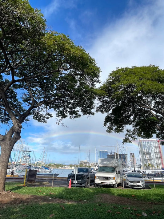 🌈朝から虹がでるとラッキーと思う　ラッキーでした甘エビの船見つけた🌈