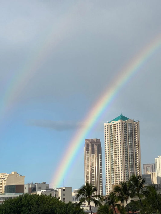 🌈ハワイの朝　小雨からのWレインボー🌈 👍 - Hawaiian South Shore