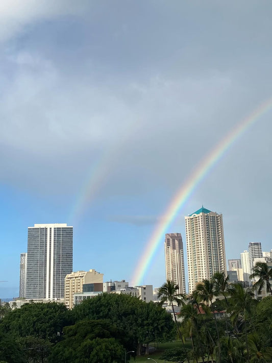 久しぶりに見た大きくてハッキリとしたWレインボー　今日はラッキーな事ありますよ