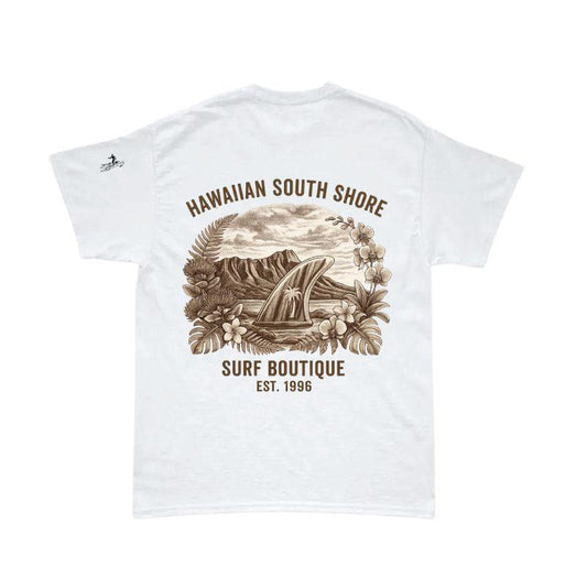 HawaiianSouthShore T-Shirt Nostalgic Made in Hawaii (Small-XLarge) White
