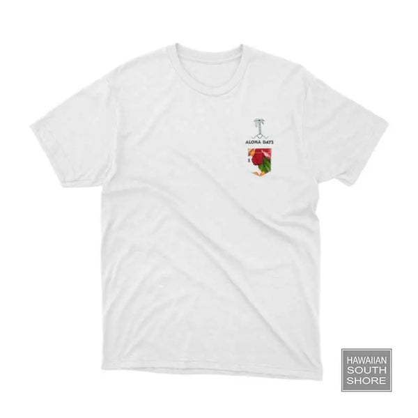 Aloha Days T-Shirt RETRO PALM POCKET Small-XLarge White