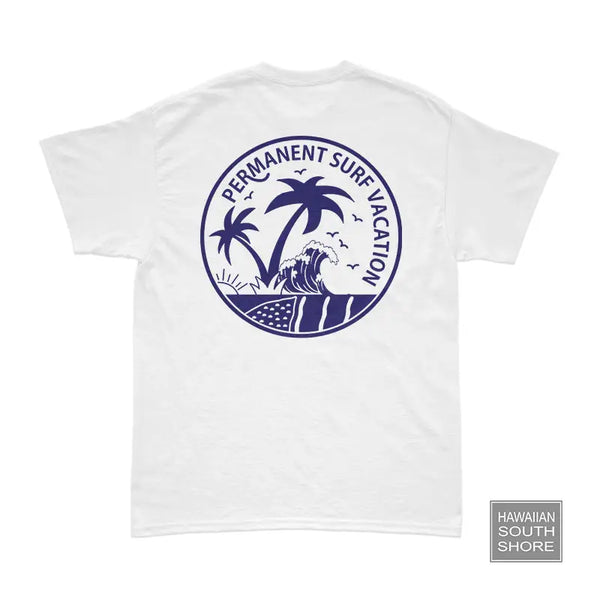 Aloha Days PERMANENT VACATION Tshirt White-CLOTHING/BAG-HawaiianSouthShore-[SURFBORDS HAWAII SURF SHOP]-HawaiianSouthShore