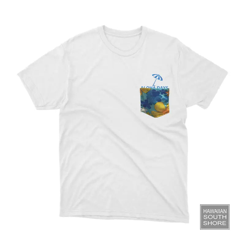 Aloha Days T-Shirt SUMMERTIME POCKET Small-XLarge White Color