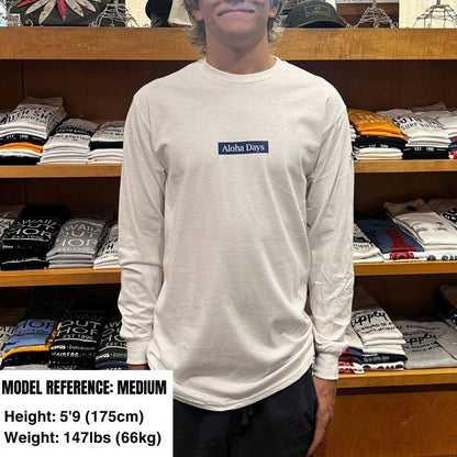 アロハデイズ 長袖 Tシャツ ボックスロゴ 3 (S-XL) ホワイト