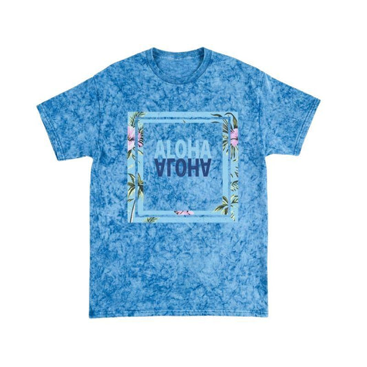 Aloha Days T-Shirt FLOWER SQUARE LTD. Made in Hawaii (Small-XLarge) Blue
