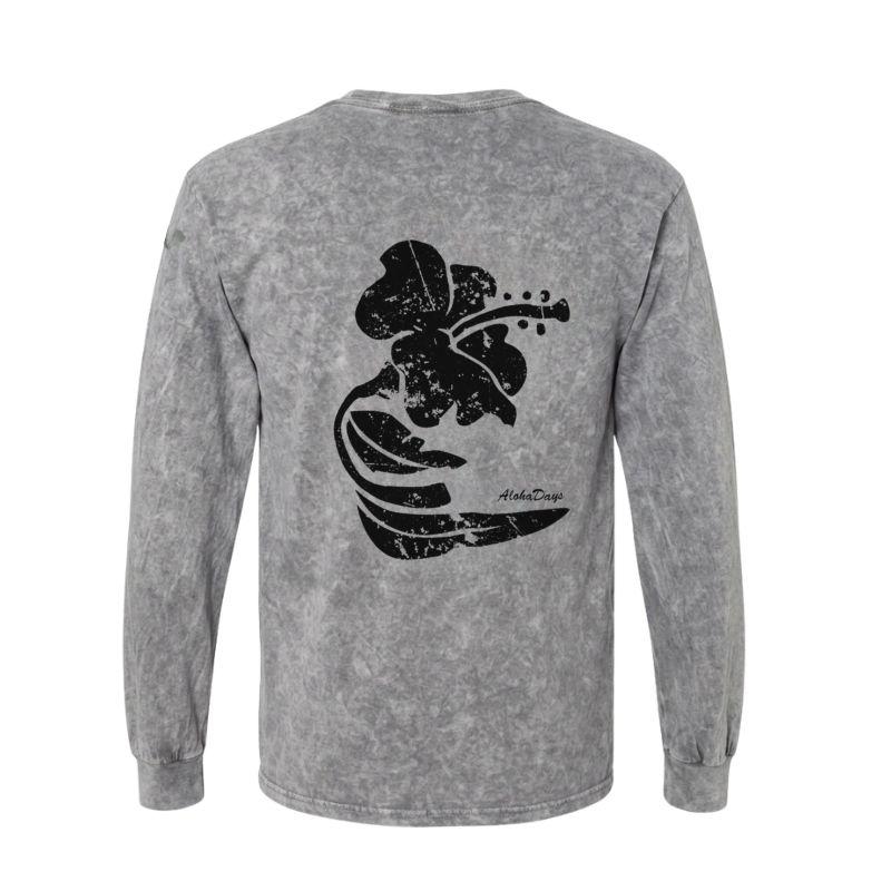 Aloha Days Long Sleeves T-Shirt HIBISCUS Made in Hawaii (Small-XLarge) Grey