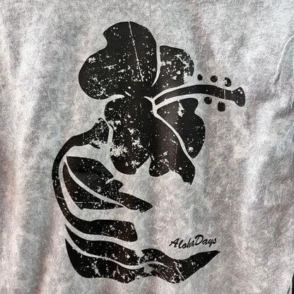 Aloha Days Long Sleeves T-Shirt HIBISCUS Made in Hawaii (Small-XLarge) Grey