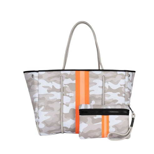 HA Tote Bag Grayson Playa beige camo with orange and peach stripes
