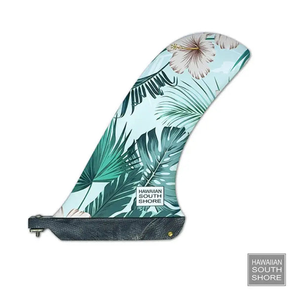HwnSouthShore PIVOT Longboard Fin 7.5&quot; Hibiscus-SHOP SURF ACC.-HawaiianSouthShore-[SURFBORDS HAWAII SURF SHOP]-HawaiianSouthShore