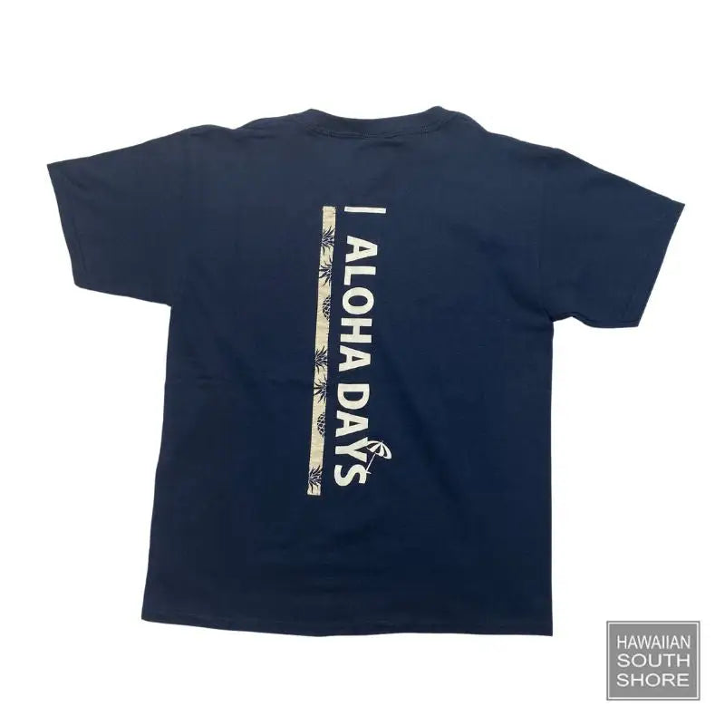 Aloha Days/Tshirt/Box Logo 2/Kids/XSmall-Large/Navy