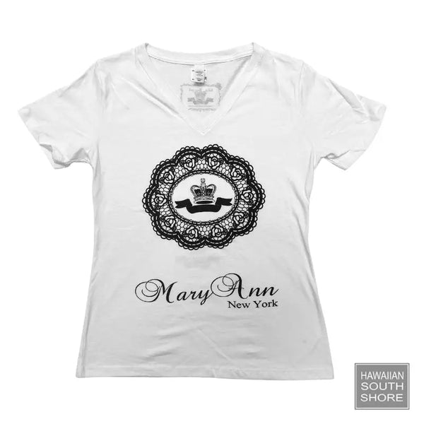 MARYANN Tshirt Womens Small-Large White Logo - CLOTHING