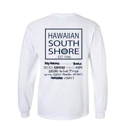 ハワイアンサウスショア ロングスリーブTシャツ サーフポイント（S-XL）ホワイト