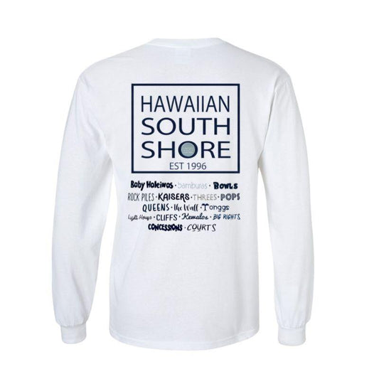 ハワイアンサウスショア ロングスリーブTシャツ サーフポイント（S-XL）ホワイト