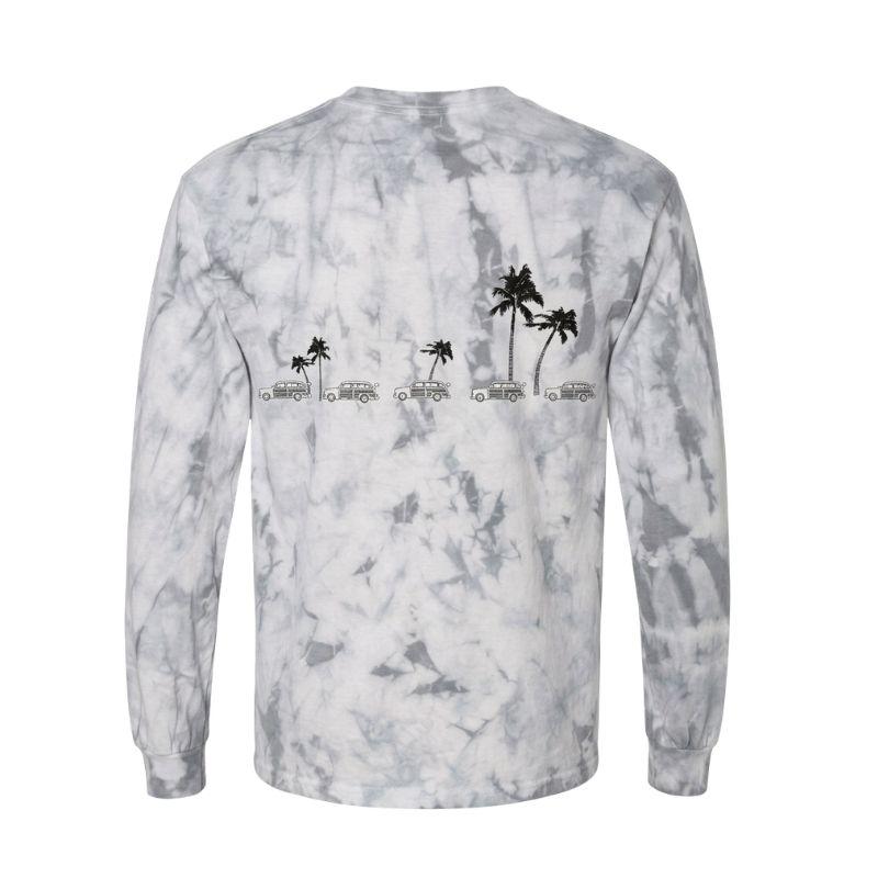 HawaiianSouthShore Long Sleeves T-Shirt Car & Palm Made in Hawaii (Small-XLarge) White