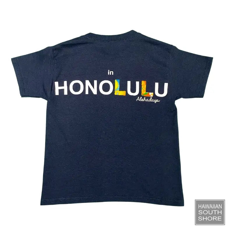 Aloha Days T-shirt Surf in Honolulu Kids XSmall-XLarge Navy