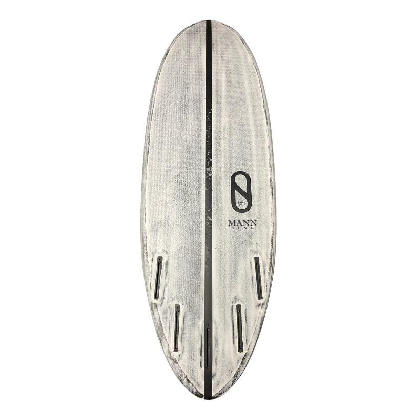 Bottom Firewire S Boss 5'4 with Grey deckpad in futures fin setup