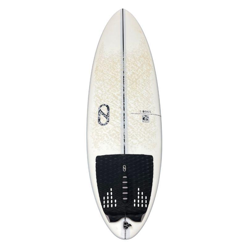 Deck Firewire S Boss 5'8 with a deckpad