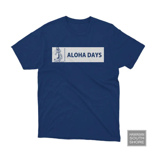 Aloha Days Box Logo 2 Tshirt Navy-CLOTHING/BAG-HawaiianSouthShore-[SURFBORDS HAWAII SURF SHOP]-HawaiianSouthShore