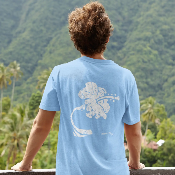 Aloha Days HIBISCUS Tshirt Light Blue-CLOTHING/BAG-HawaiianSouthShore-[SURFBORDS HAWAII SURF SHOP]-HawaiianSouthShore